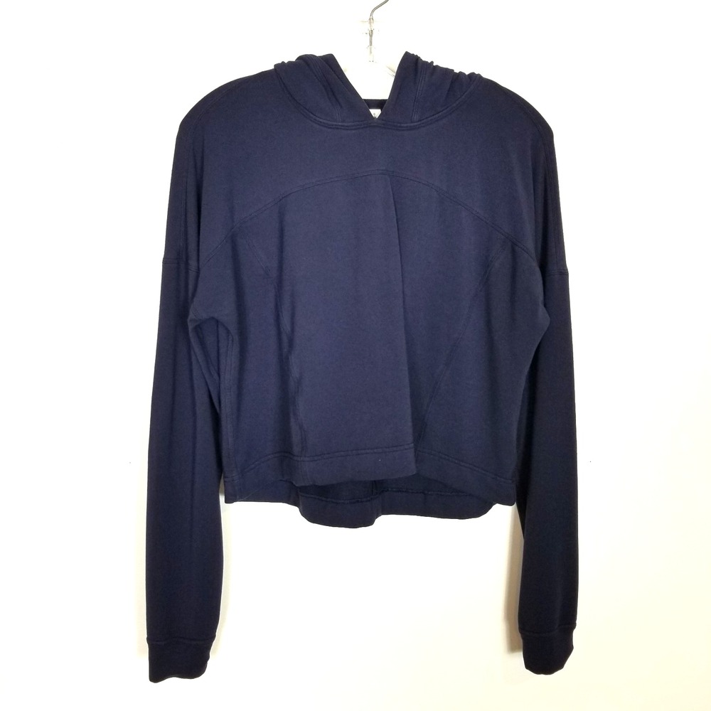 Lululemon Athletica Women Ceremony Pullover Hoodie Sz 8 Deep Indigo Cropp Modal